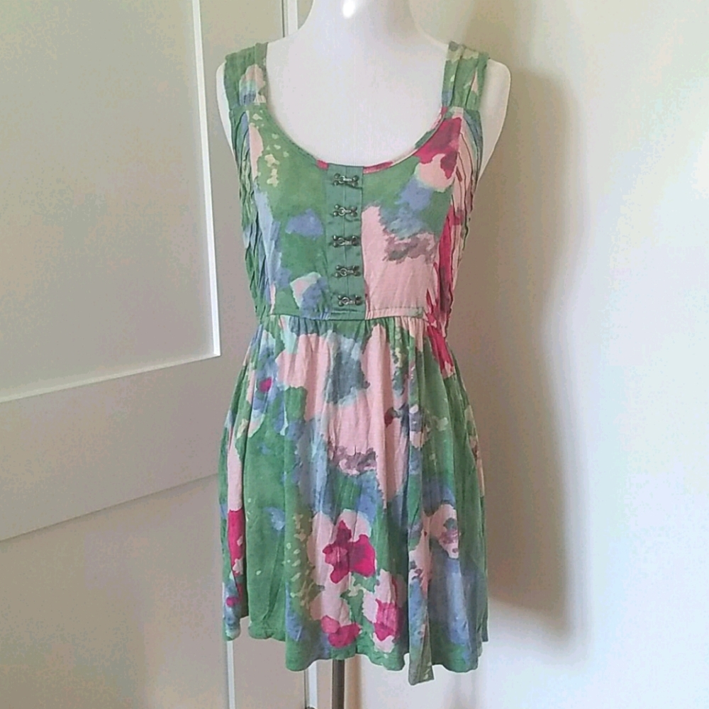 Urban Outfitters Green/pink floral tunic dress M